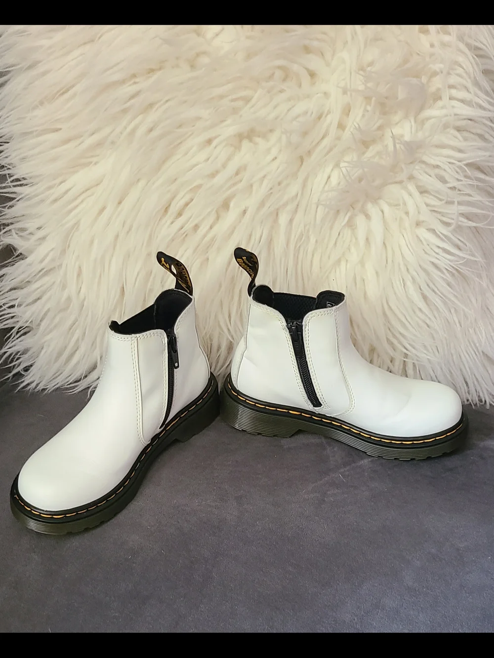 Dr. Martens White Leather Kids Chelsea Boots 